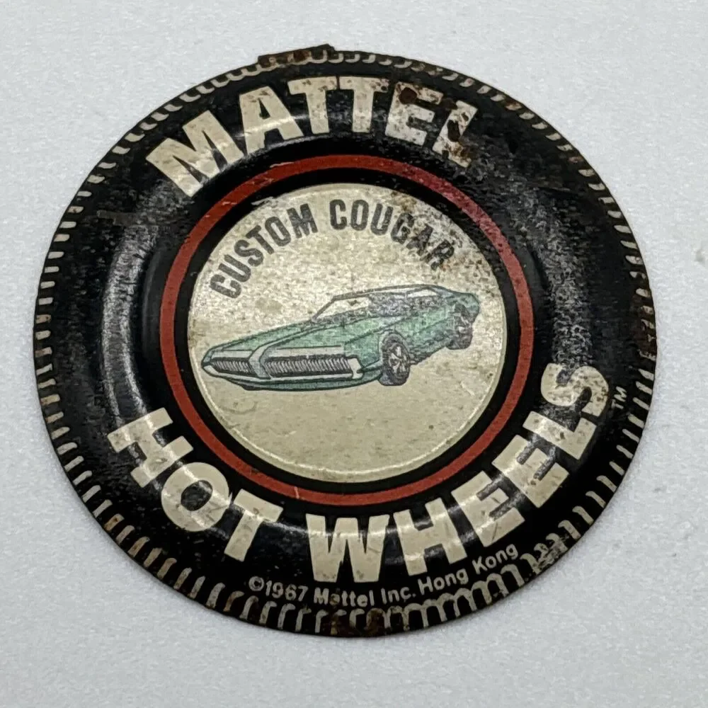 CUSTOM COUGAR - Mattel Hot Wheels Redline Collectors Button Pin Badge 1967